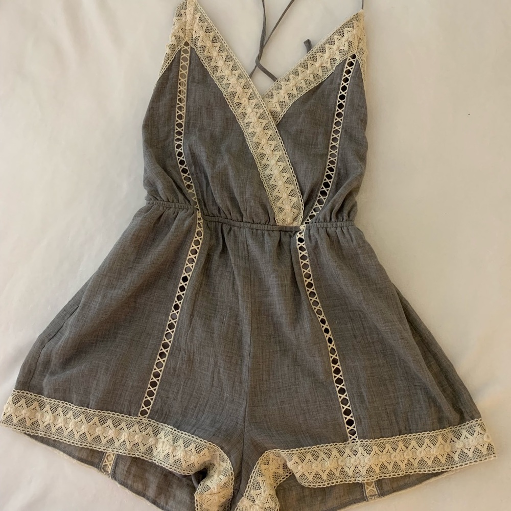 Linen Jumpsuit with Lace Details